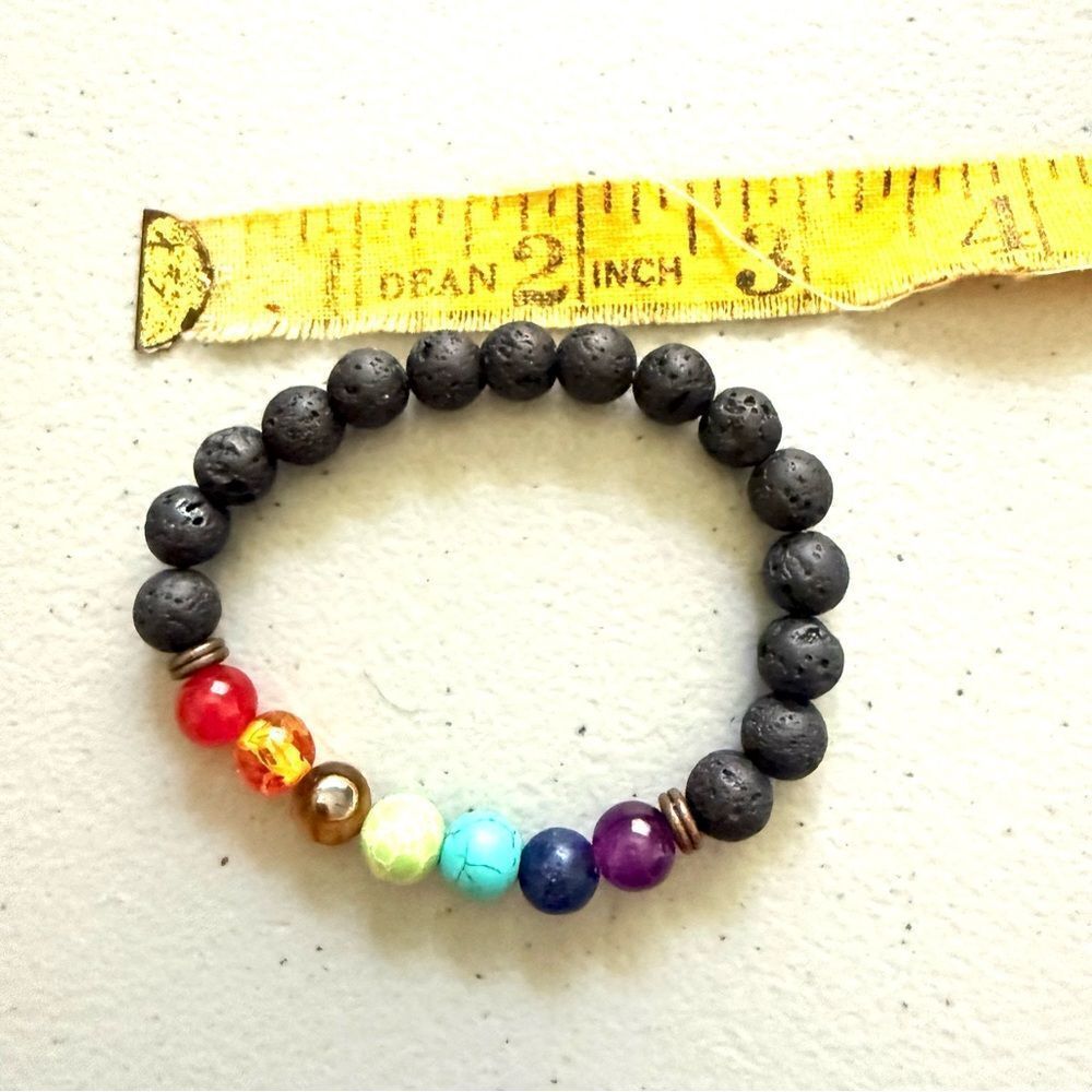 (3) Essential Oil Diffuser Chakra Lava Rock Bracelets - Picture 7 of 8